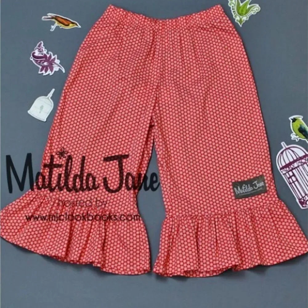 NEW Matilda Jane Boutique girls 8 pants Race big ruffles Serendipity red pink JE
